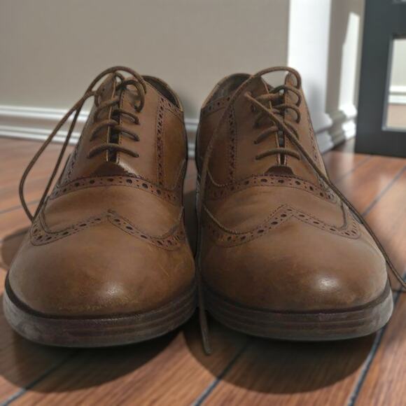 Men\'s Size 13 COLE HAAN Henry Grand Wingtip British Tan Leather Oxford Shoes EUC main image 6